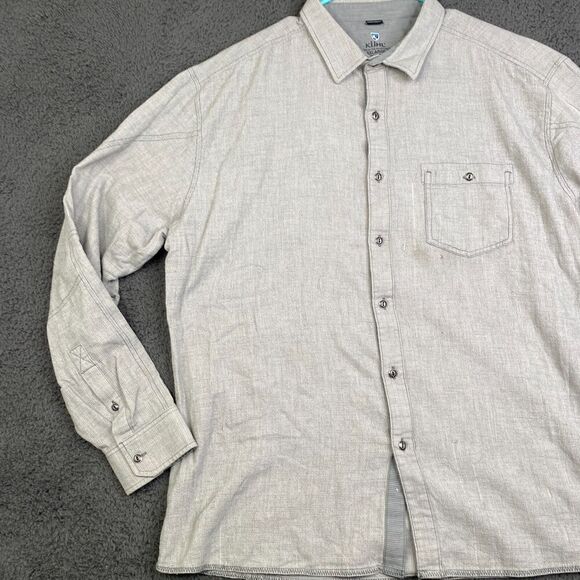 Kuhl Uproar 5 Panel Shirt Waffle Knit Gray Button Up Long Sleeve Mens XXL 7211 - Picture 2 of 14
